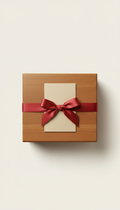 Custom wooden gift box with ribbon and note