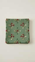 Embroidered pine green linen napkin set