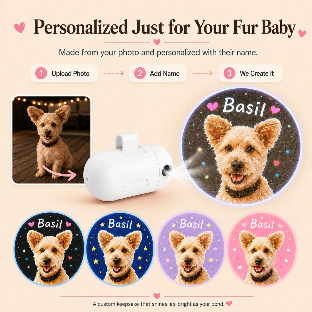 🐾 Personalized Pet Night Slide Projector Light – Custom Photo LED Glow