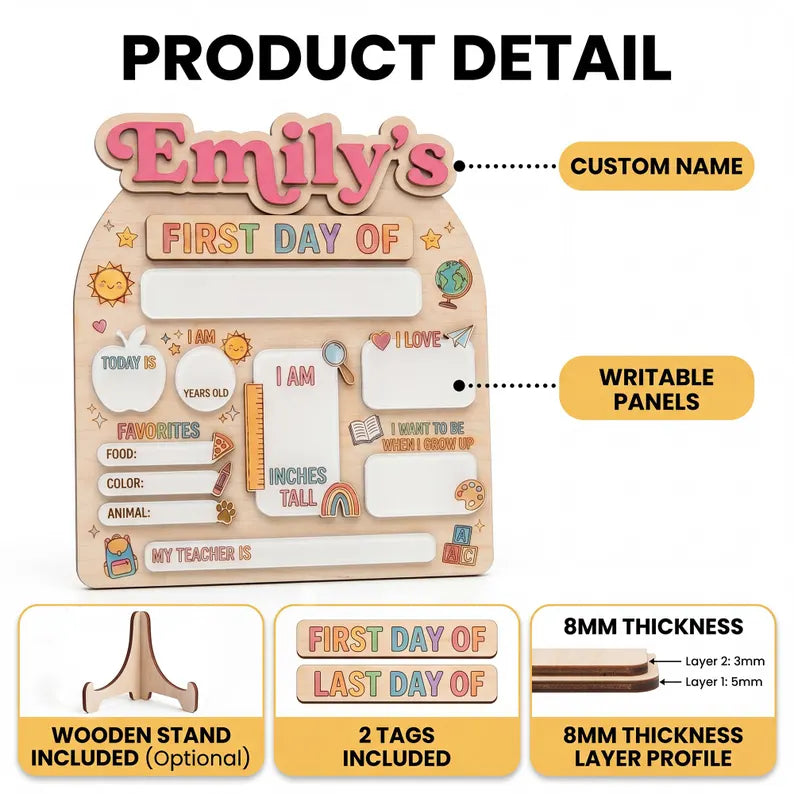 Reusable Personalized First & Last Day of School Board